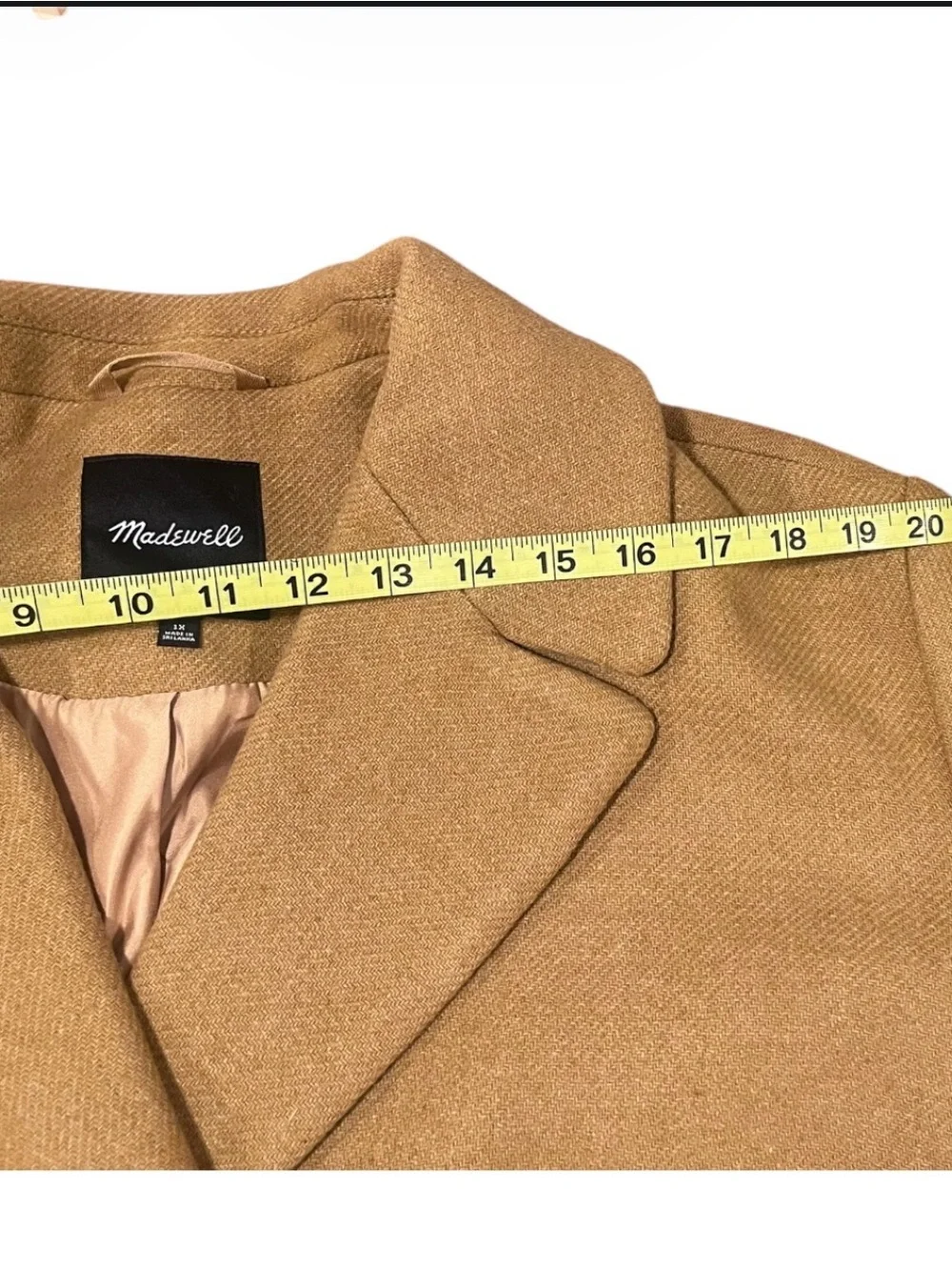 Madewell Haydon Coat 1X Heather Toffee Wool Cashmere Insuluxe Plus